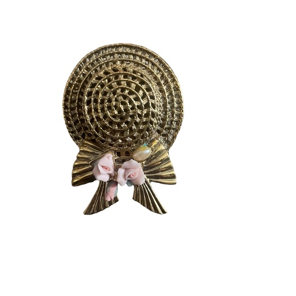 Vintage Straw Hat Brooch - Picture 2 of 3